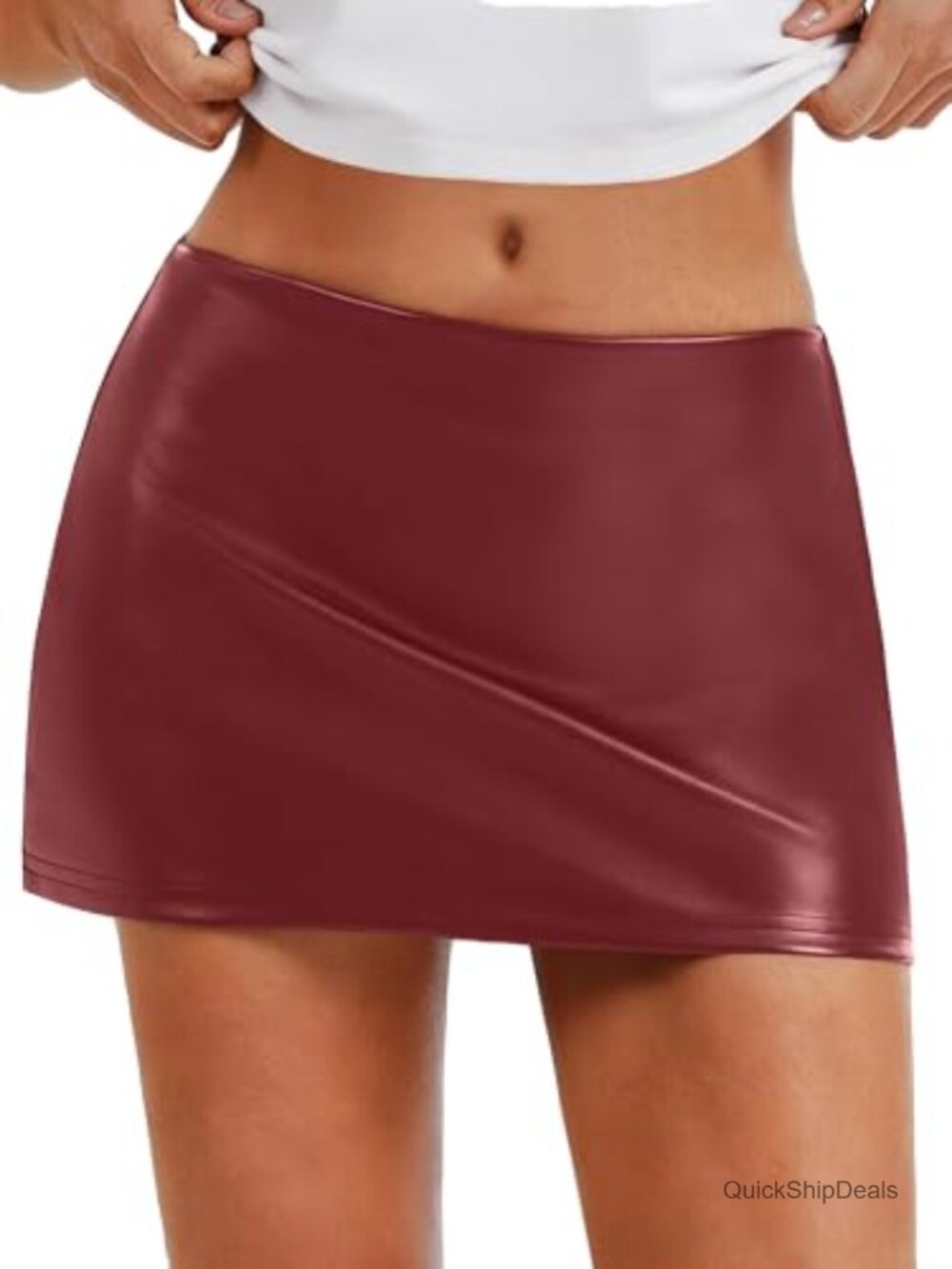 Faux Leather Mini Skort Low Rise A-Line Y2K Club Skirt Rave